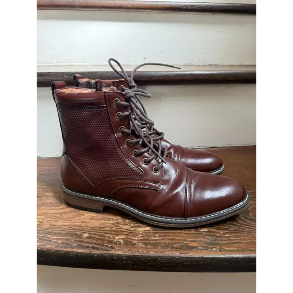 Madden by Steve Madden brown side zip lace up mens boots 7.5